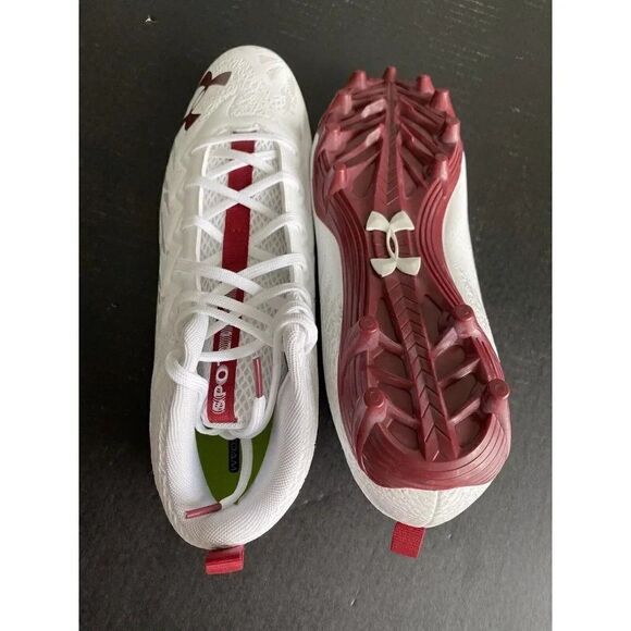 Under Armour Spotlight Football Cleats 4D Foam White/Red 3023963-102 Men’s 13 - Picture 7 of 9